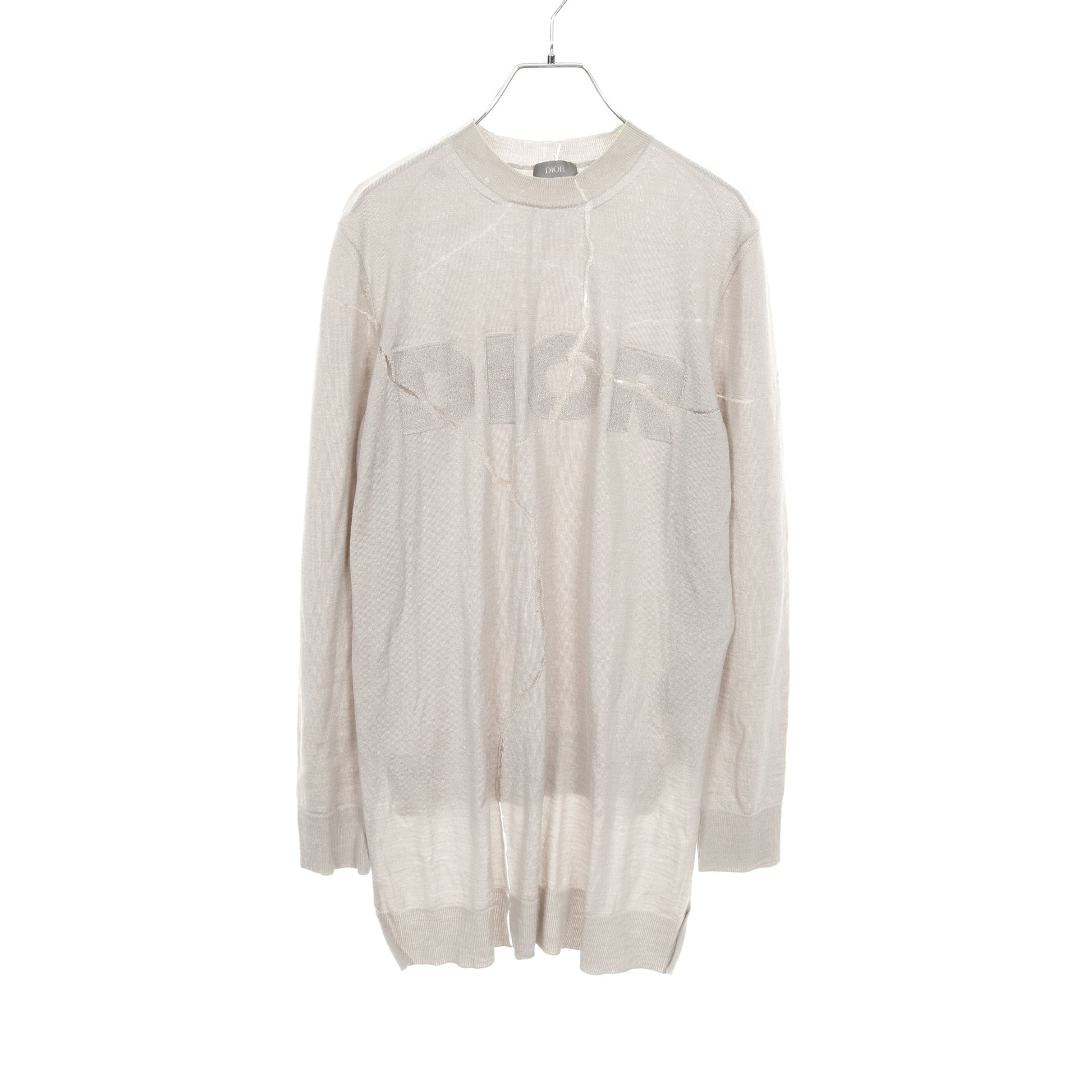 DIOR × Daniel Arsham ニット クルーネック ロゴ ウール シルク グレーベージュ ディオール トップス DIOR