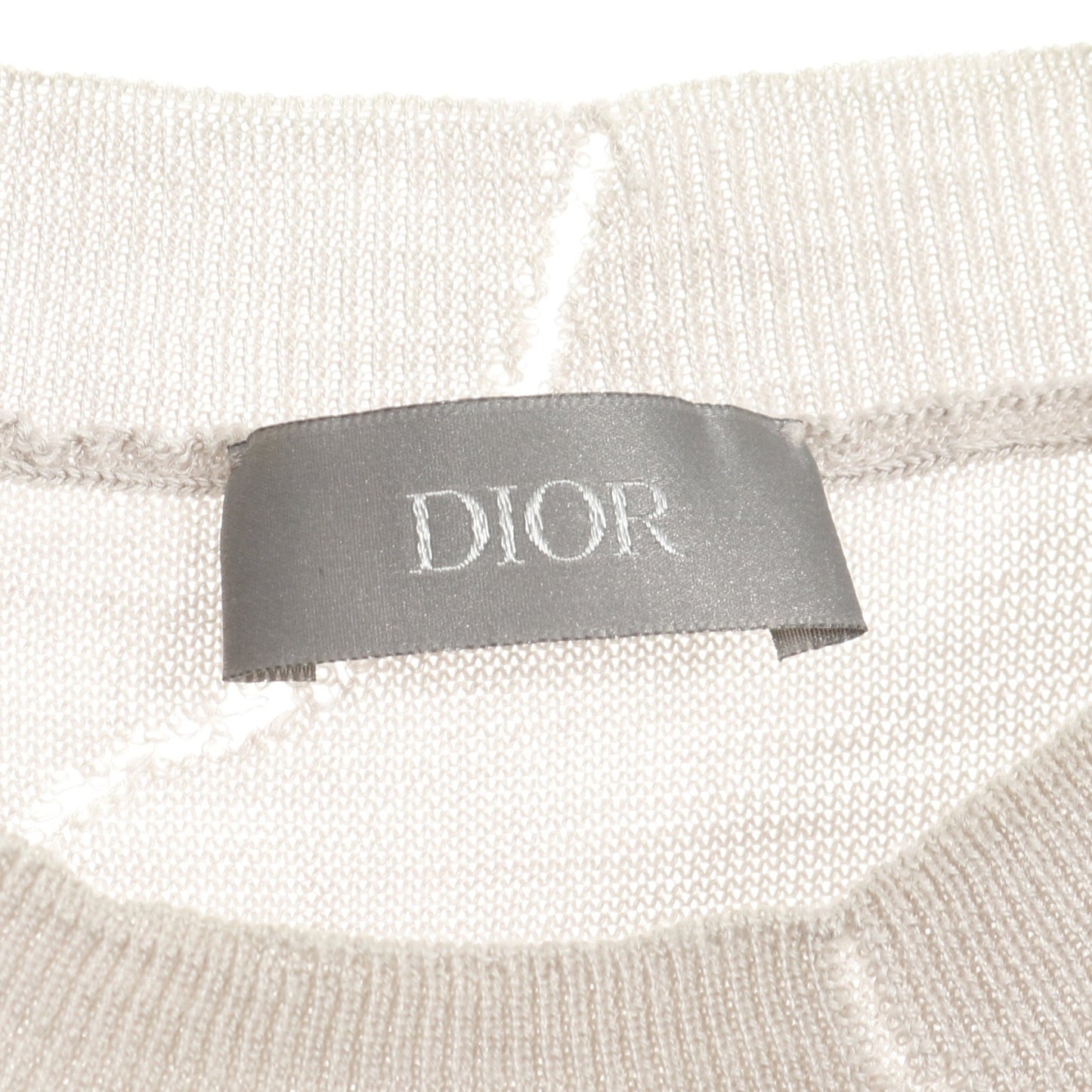 DIOR × Daniel Arsham ニット クルーネック ロゴ ウール シルク グレーベージュ ディオール トップス DIOR