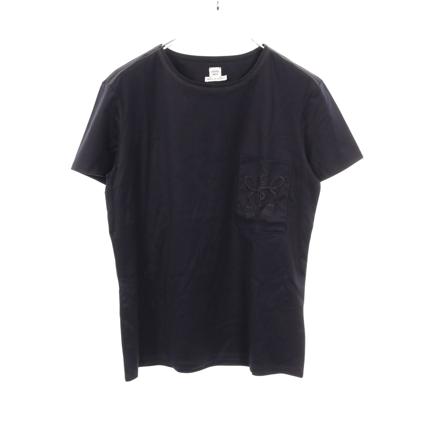 Tシャツ クルーネック 半袖 コットン ネイビー エルメス トップス HERMES