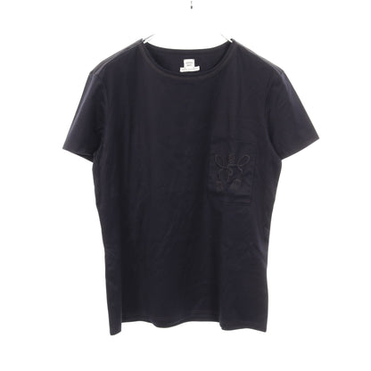Tシャツ クルーネック 半袖 コットン ネイビー エルメス トップス HERMES