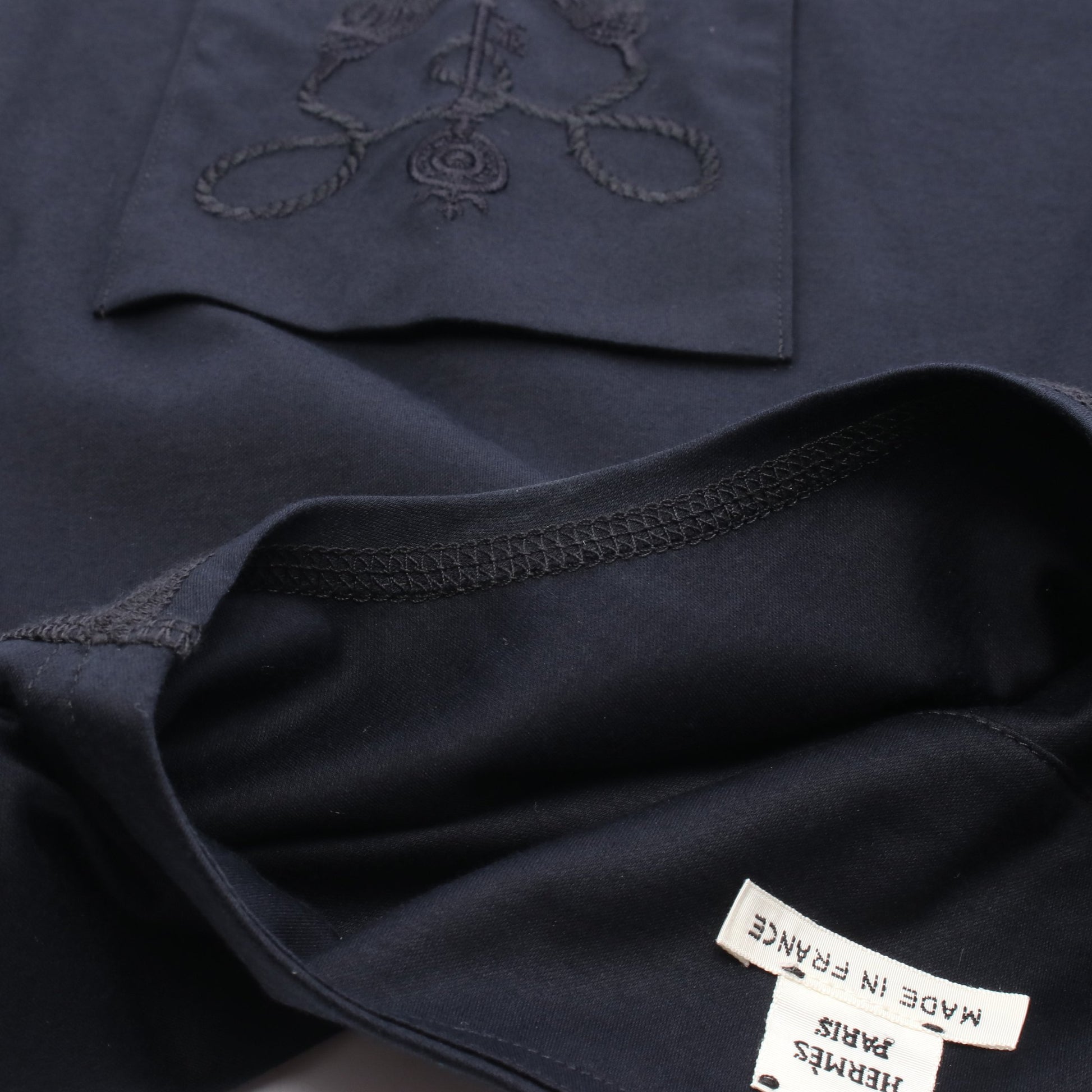 Tシャツ クルーネック 半袖 コットン ネイビー エルメス トップス HERMES