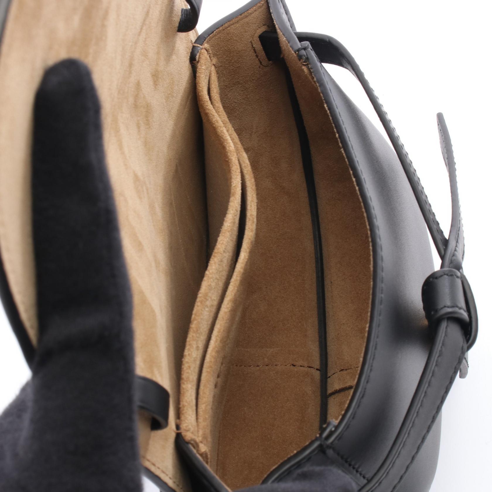 ゲート デュアルバッグ ミニ ショルダーバッグ レザー ブラック ロエベ