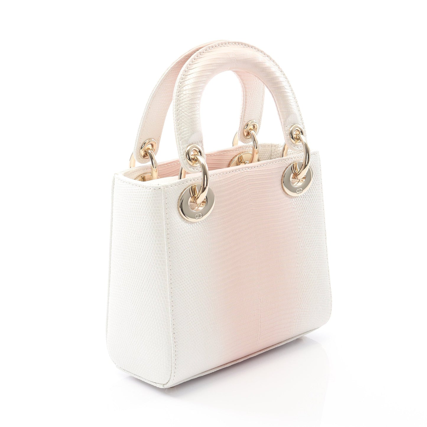 レディディオール ミニ ハンドバッグ リザード ライトピンク ホワイト 2WAY クリスチャンディオール バッグ Christian Dior