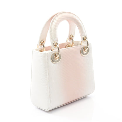 レディディオール ミニ ハンドバッグ リザード ライトピンク ホワイト 2WAY クリスチャンディオール バッグ Christian Dior