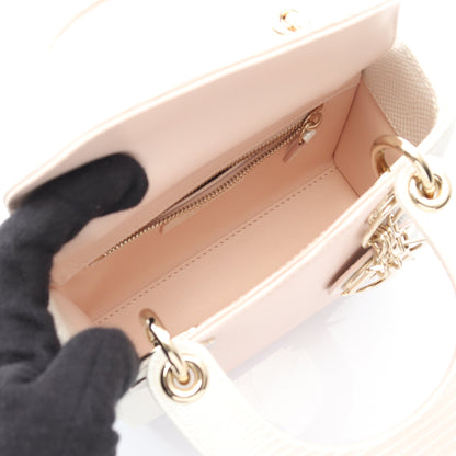 レディディオール ミニ ハンドバッグ リザード ライトピンク ホワイト 2WAY クリスチャンディオール バッグ Christian Dior