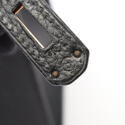 ケリー32 ハンドバッグ アルデンヌ ブラック ゴールド金具 外縫い 2WAY ○U刻印 エルメス バッグ HERMES