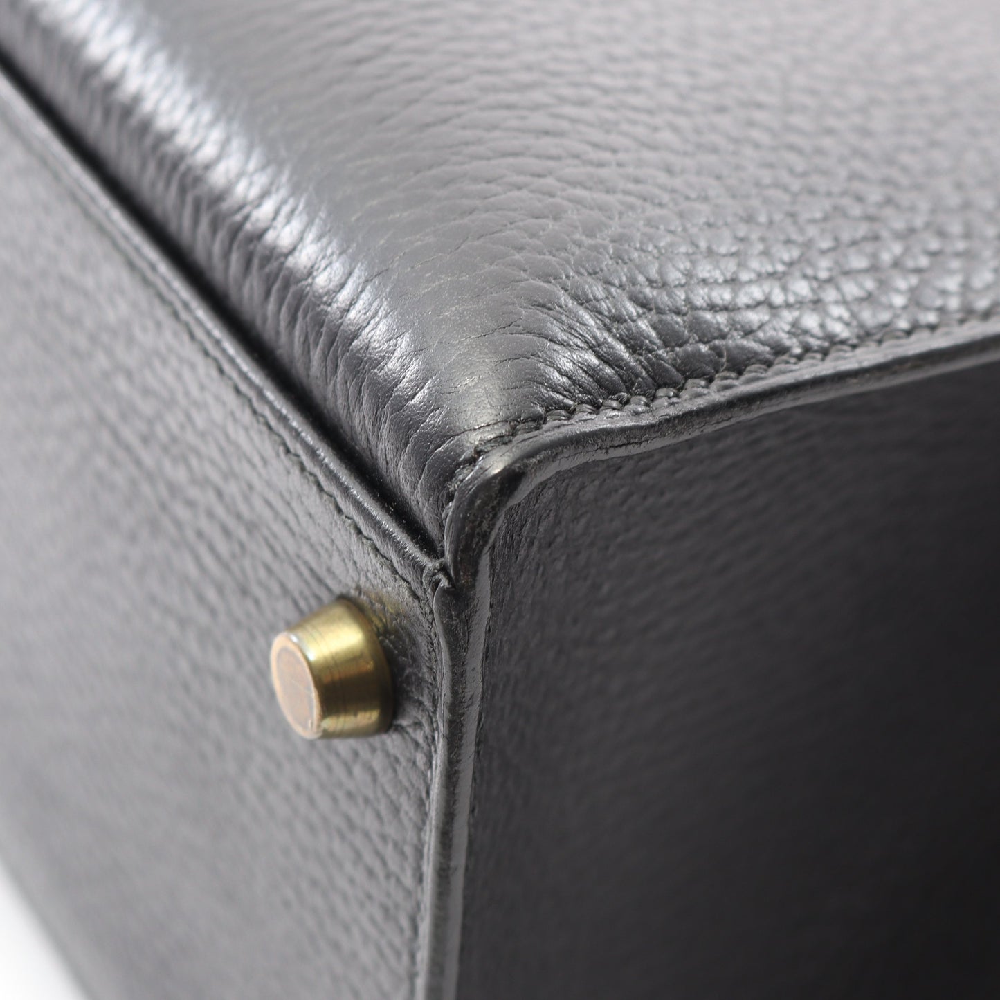 ケリー32 ハンドバッグ アルデンヌ ブラック ゴールド金具 外縫い 2WAY ○U刻印 エルメス バッグ HERMES
