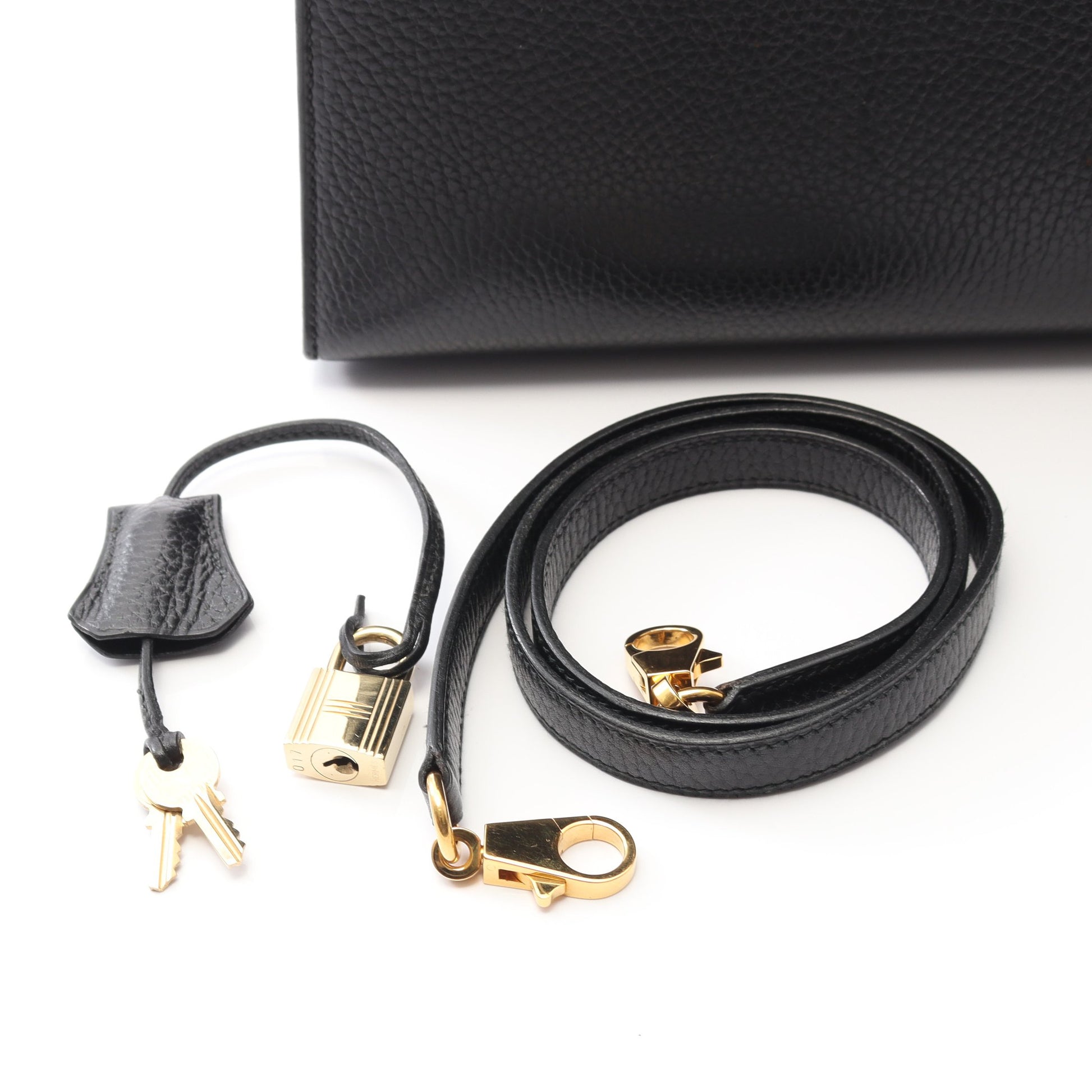 ケリー32 ハンドバッグ アルデンヌ ブラック ゴールド金具 外縫い 2WAY ○U刻印 エルメス バッグ HERMES