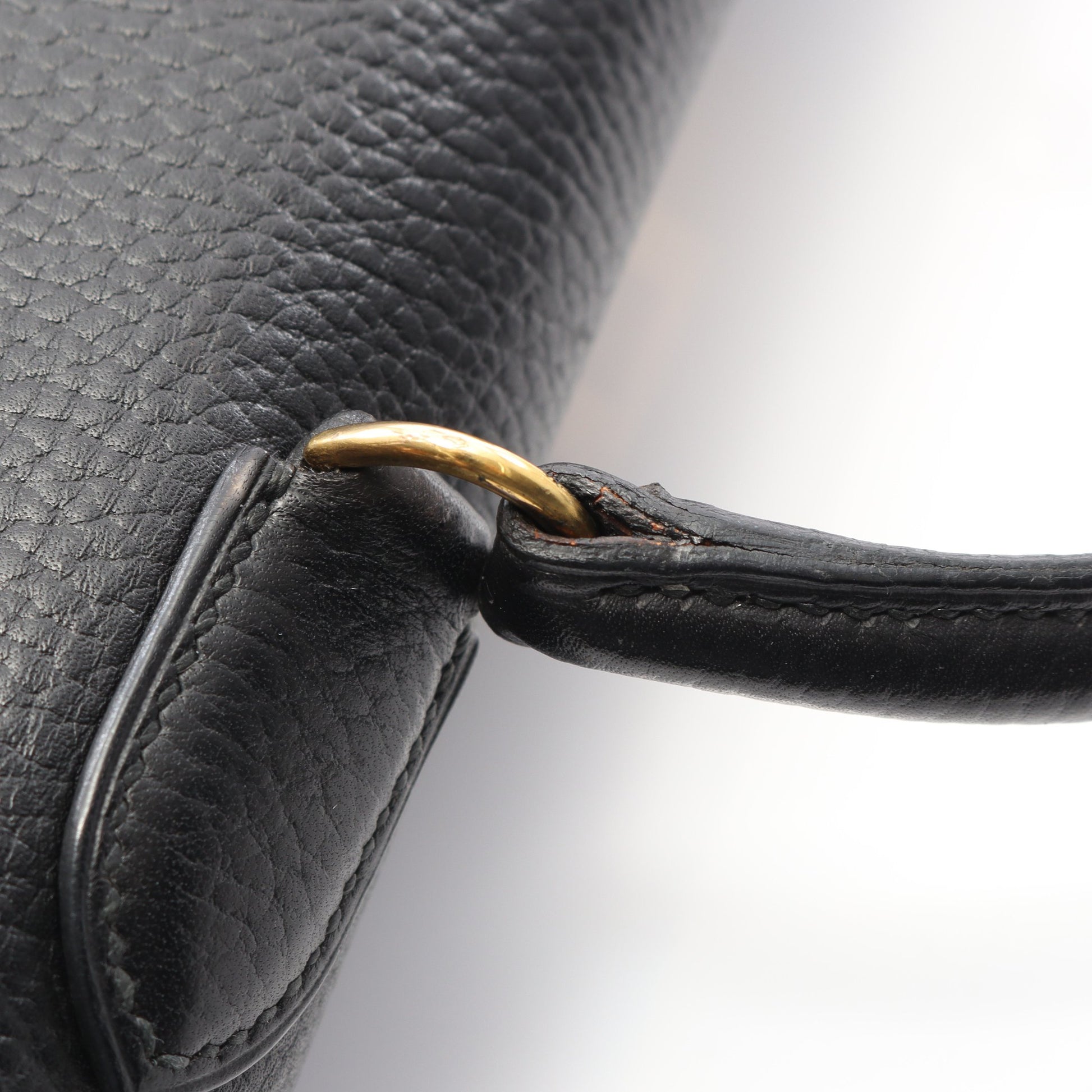 ケリー32 ハンドバッグ アルデンヌ ブラック ゴールド金具 外縫い 2WAY ○U刻印 エルメス バッグ HERMES