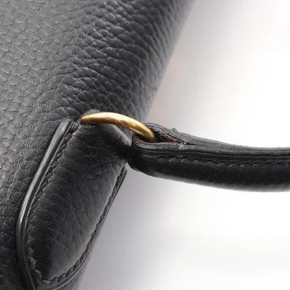 ケリー32 ハンドバッグ アルデンヌ ブラック ゴールド金具 外縫い 2WAY ○U刻印 エルメス バッグ HERMES