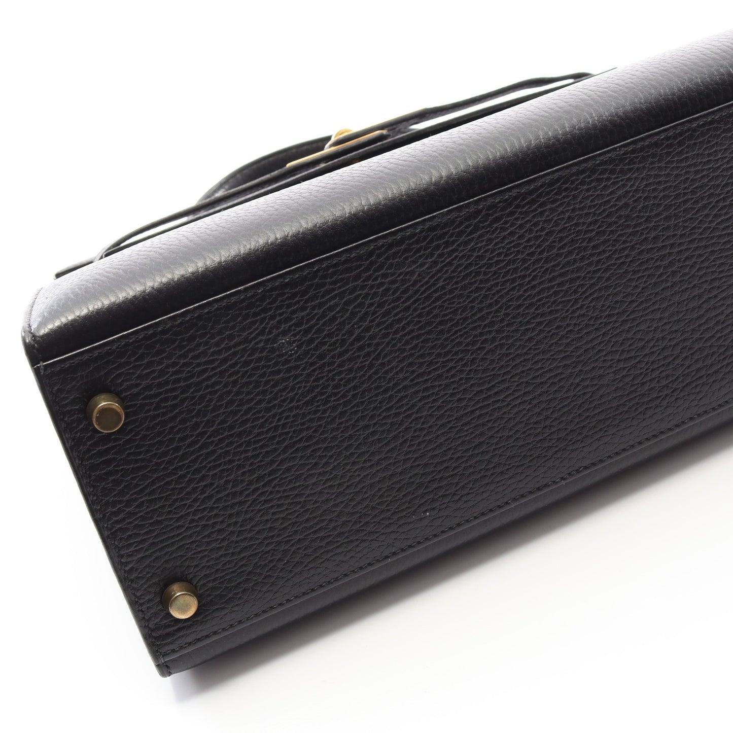 ケリー32 ハンドバッグ アルデンヌ ブラック ゴールド金具 外縫い 2WAY ○U刻印 エルメス バッグ HERMES
