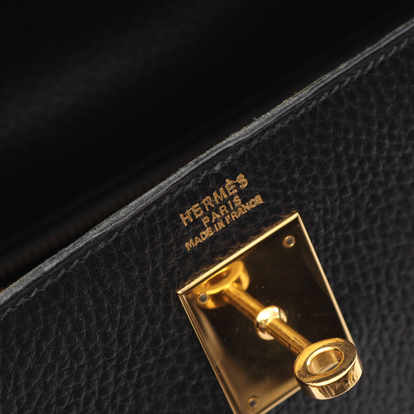 ケリー32 ハンドバッグ アルデンヌ ブラック ゴールド金具 外縫い 2WAY ○U刻印 エルメス バッグ HERMES