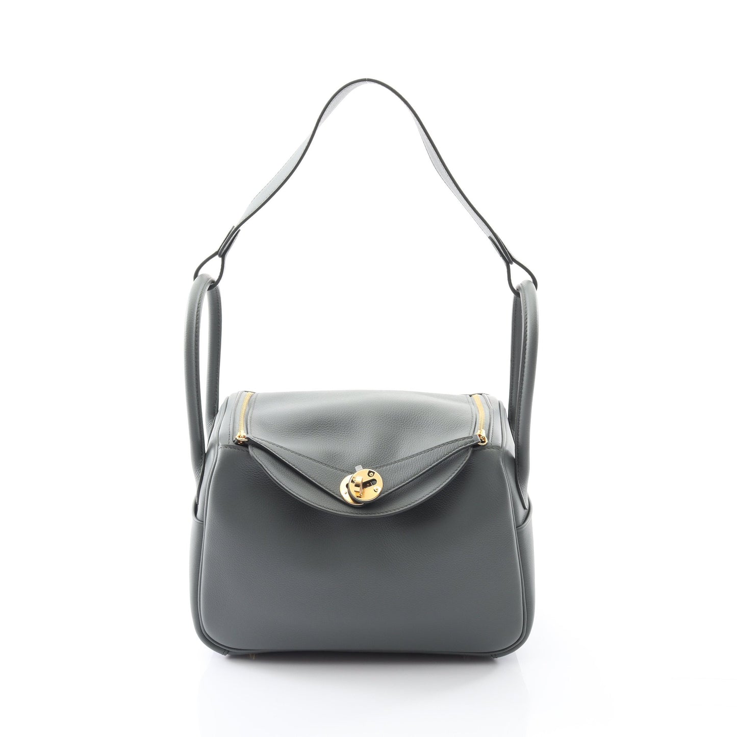 リンディ26 ヴェールアマンド ショルダーバッグ エバーカラー グレーグリーン ゴールド金具 K刻印 エルメス バッグ HERMES