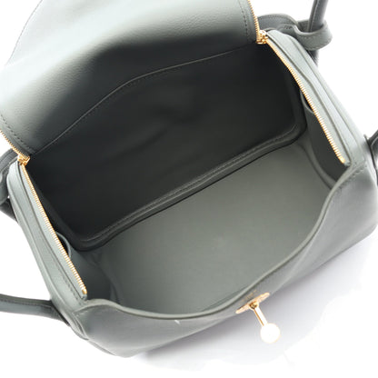 リンディ26 ヴェールアマンド ショルダーバッグ エバーカラー グレーグリーン ゴールド金具 K刻印 エルメス バッグ HERMES