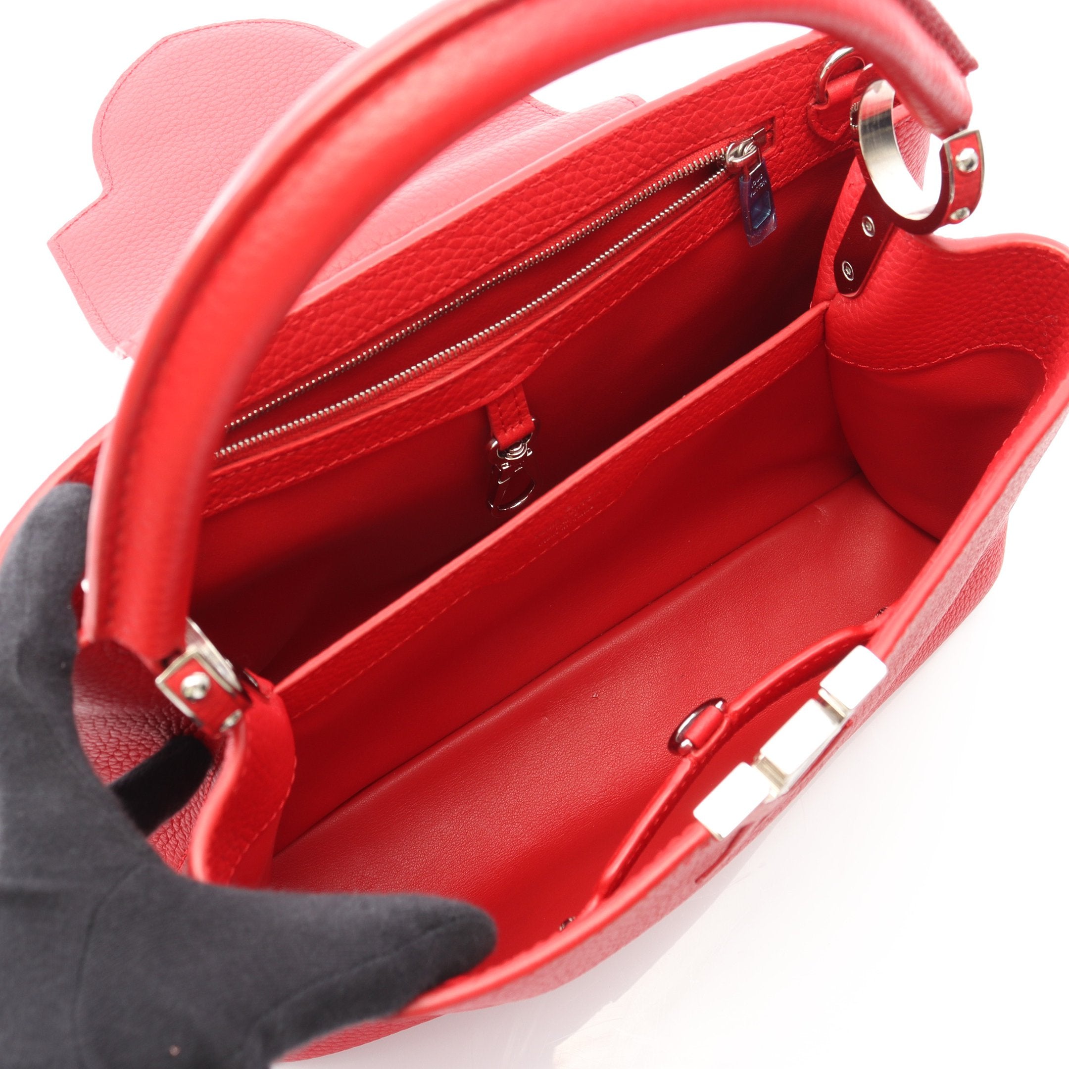 カプシーヌPM パルナセア ルビー ハンドバッグ レザー レッド 2WAY