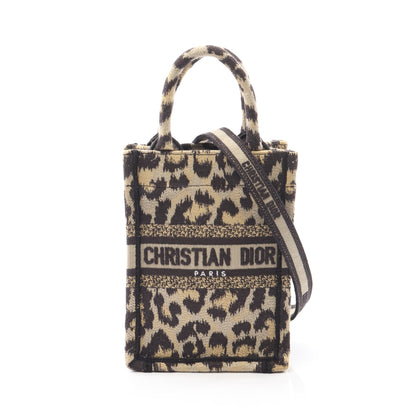 BOOK TOTE ブックトート ミニ フォンバッグ ハンドバッグ レオパード キャンバス ベージュ ブラック クリスチャンディオール バッグ Christian Dior