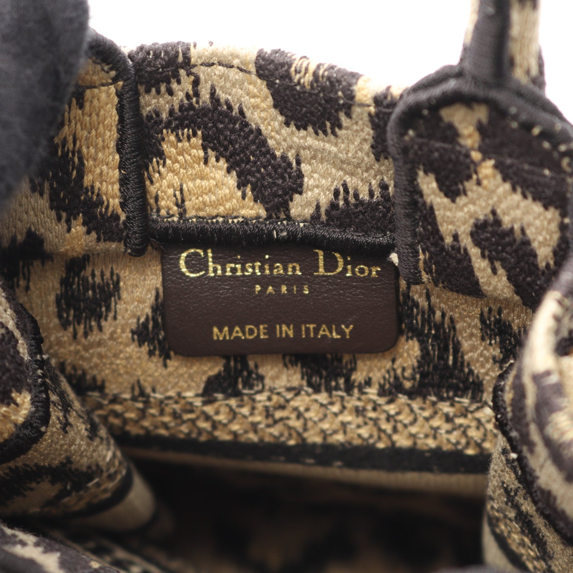 BOOK TOTE ブックトート ミニ フォンバッグ ハンドバッグ レオパード キャンバス ベージュ ブラック クリスチャンディオール バッグ Christian Dior