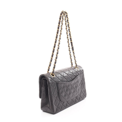 マトラッセ Wフラップ Wチェーンショルダーバッグ ラムスキン ブラック ゴールド金具 シャネル バッグ CHANEL