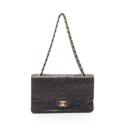 マトラッセ Wフラップ Wチェーンショルダーバッグ ラムスキン ブラック ゴールド金具 シャネル バッグ CHANEL