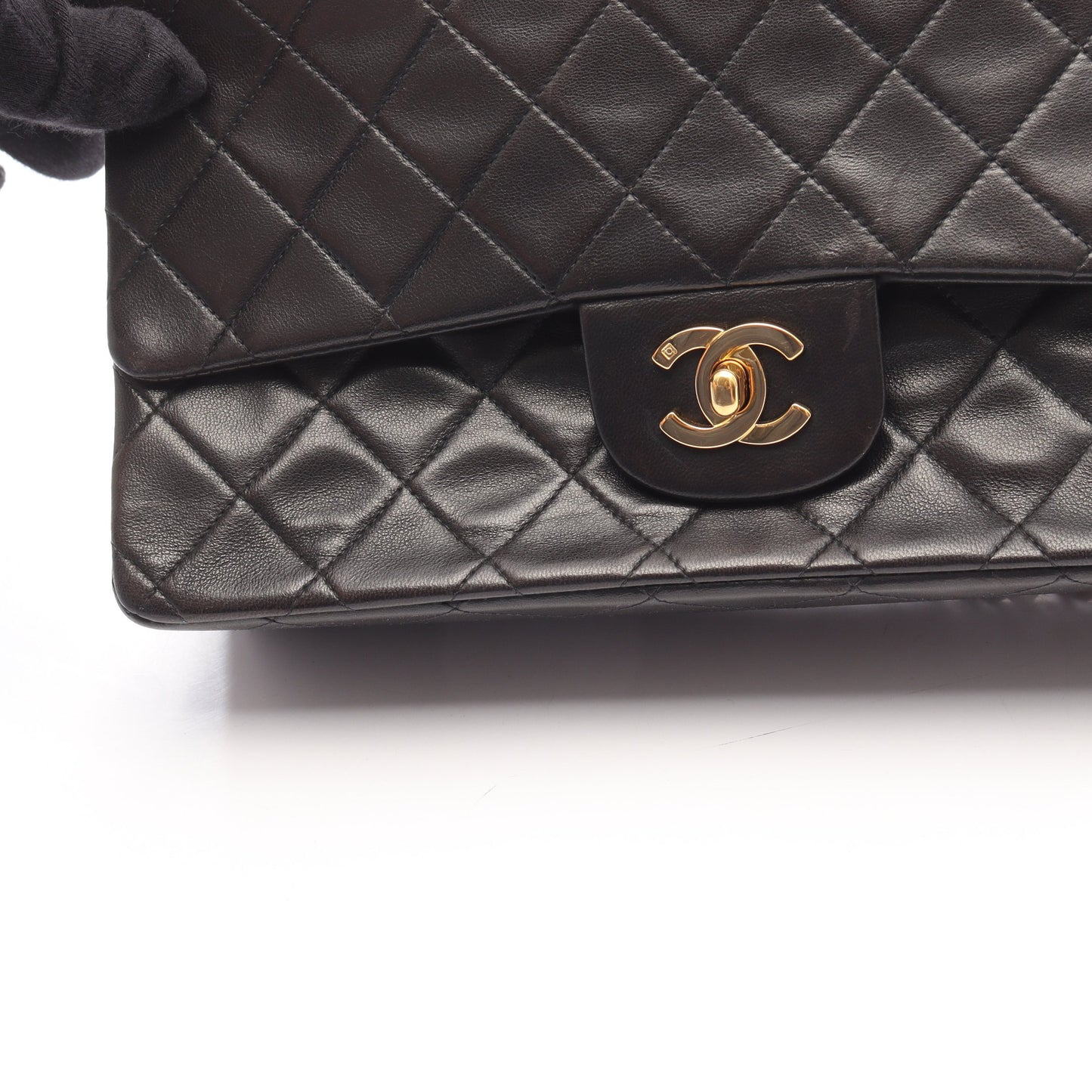 マトラッセ Wフラップ Wチェーンショルダーバッグ ラムスキン ブラック ゴールド金具 シャネル バッグ CHANEL