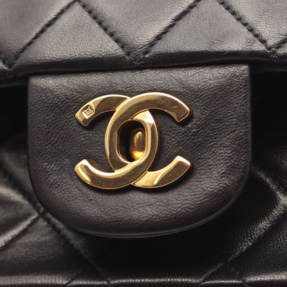 マトラッセ Wフラップ Wチェーンショルダーバッグ ラムスキン ブラック ゴールド金具 シャネル バッグ CHANEL