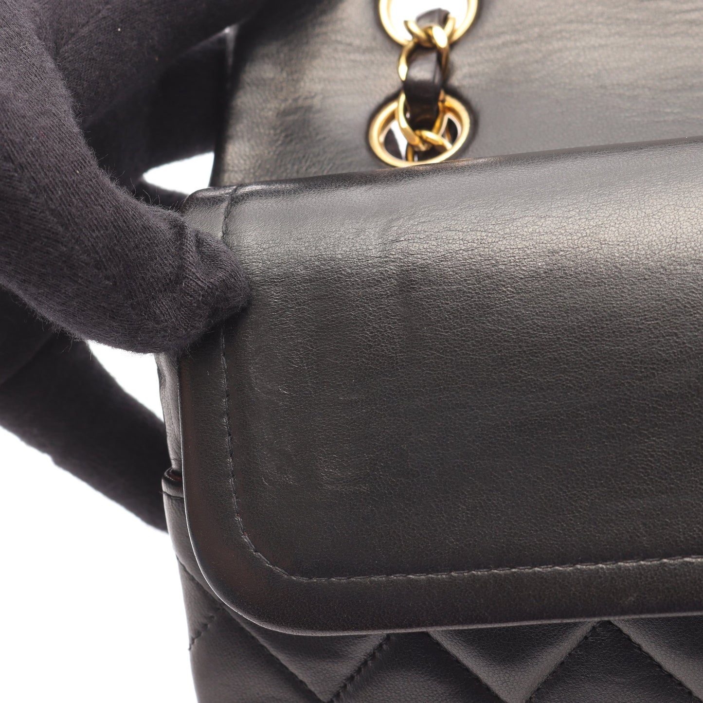 マトラッセ Wフラップ Wチェーンショルダーバッグ ラムスキン ブラック ゴールド金具 シャネル バッグ CHANEL