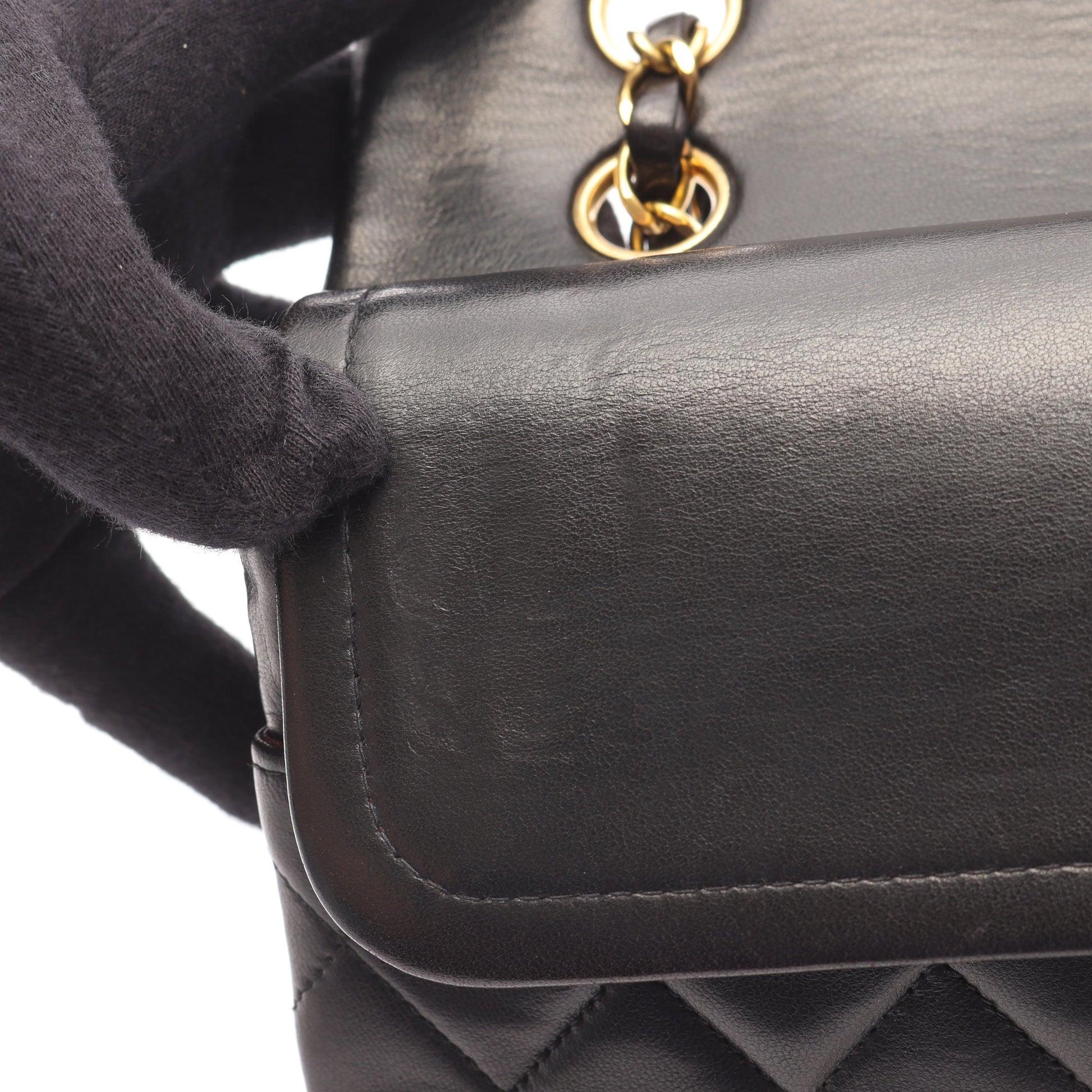 マトラッセ Wフラップ Wチェーンショルダーバッグ ラムスキン ブラック ゴールド金具 シャネル バッグ CHANEL