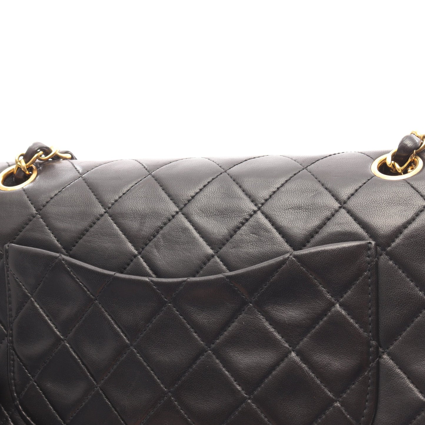 マトラッセ Wフラップ Wチェーンショルダーバッグ ラムスキン ブラック ゴールド金具 シャネル バッグ CHANEL