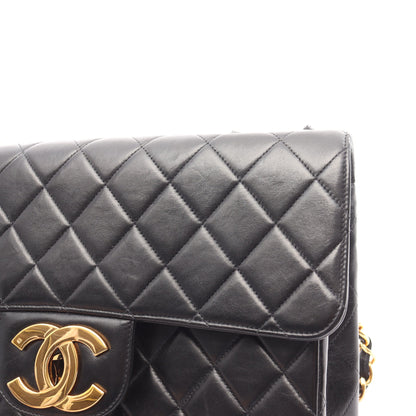 デカマトラッセ30 シングルフラップ Wチェーンショルダーバッグ ラムスキン ブラック ゴールド金具 シャネル バッグ CHANEL