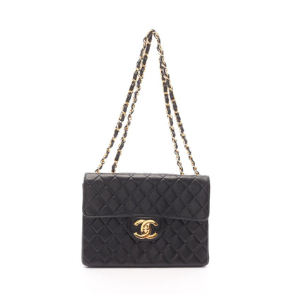 デカマトラッセ30 シングルフラップ Wチェーンショルダーバッグ ラムスキン ブラック ゴールド金具 シャネル バッグ CHANEL