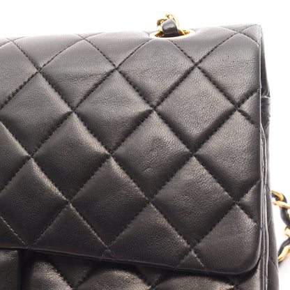 マトラッセ Wフラップ Wチェーンショルダーバッグ ラムスキン ブラック ゴールド金具 シャネル バッグ CHANEL