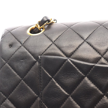 マトラッセ Wフラップ Wチェーンショルダーバッグ ラムスキン ブラック ゴールド金具 シャネル バッグ CHANEL