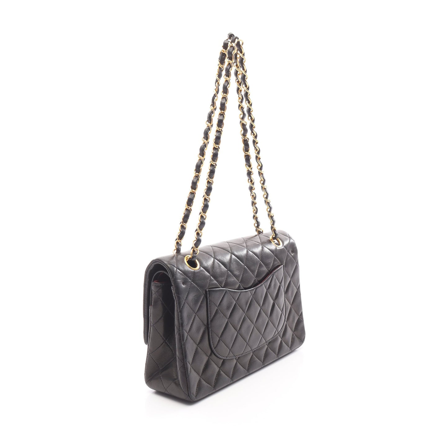 マトラッセ Wフラップ Wチェーンショルダーバッグ ラムスキン ブラック ゴールド金具 シャネル バッグ CHANEL