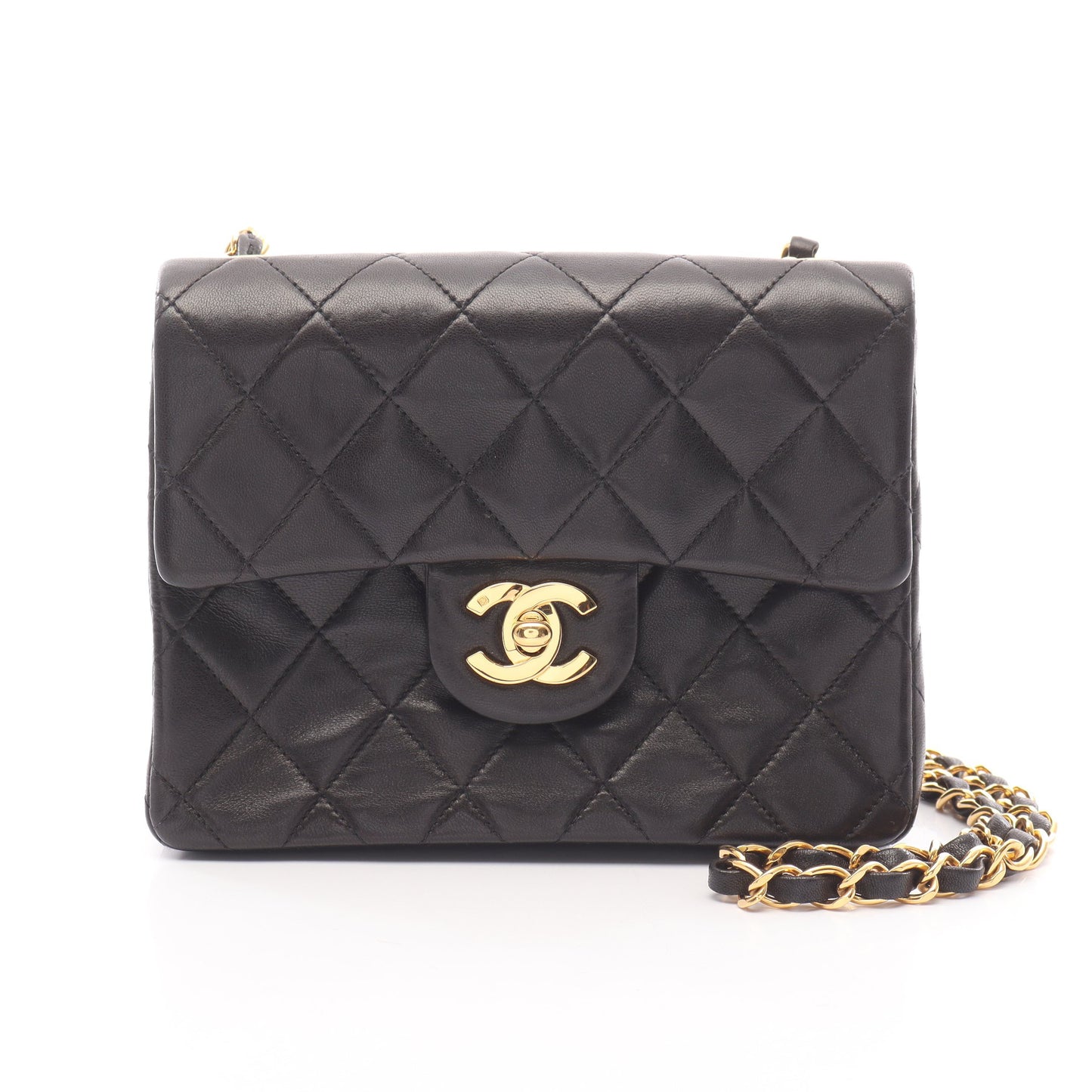 ミニマトラッセ チェーンショルダーバッグ ラムスキン ブラック ゴールド金具 シャネル バッグ CHANEL