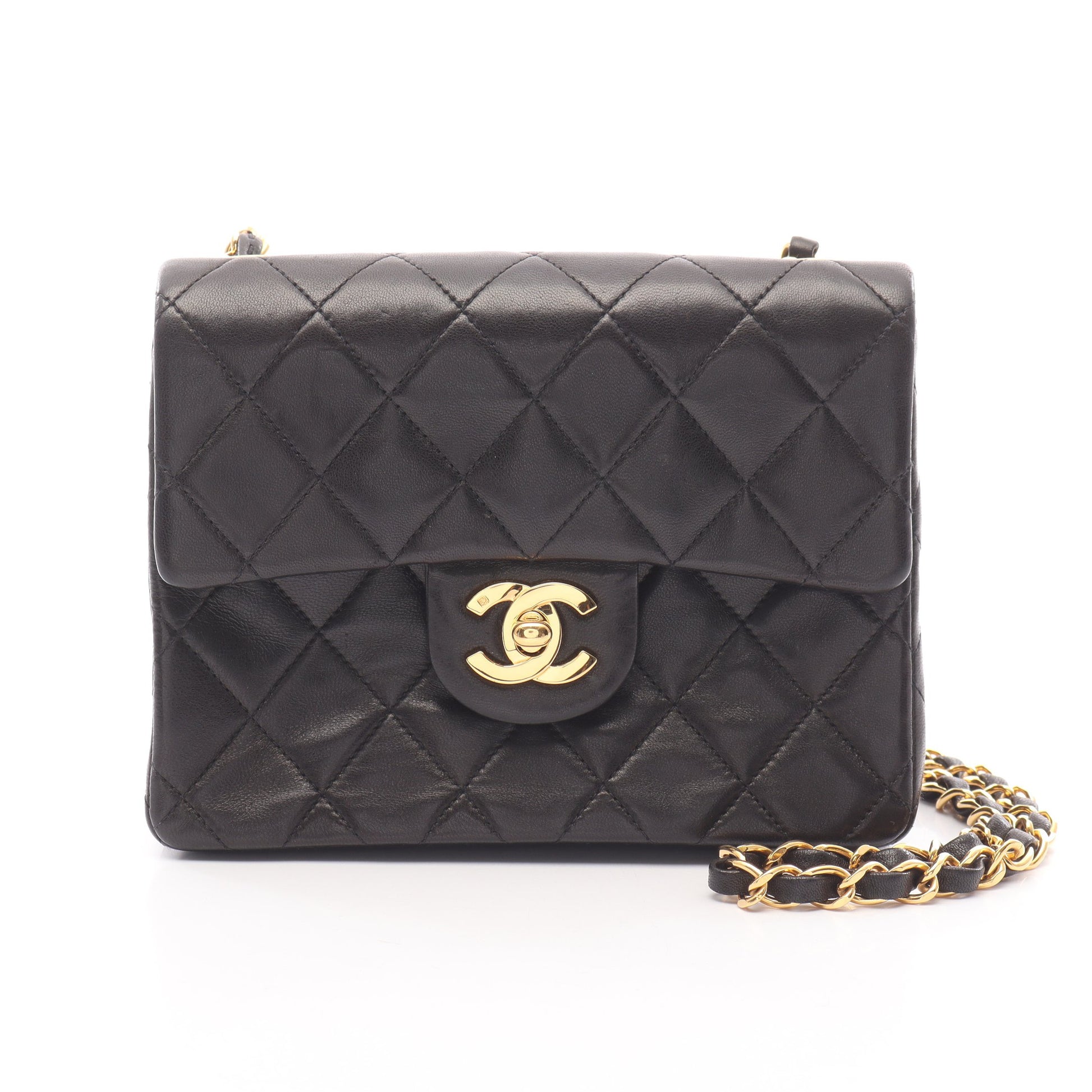 ミニマトラッセ チェーンショルダーバッグ ラムスキン ブラック ゴールド金具 シャネル バッグ CHANEL
