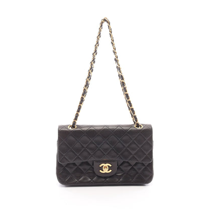 マトラッセ Wフラップ Wチェーンショルダーバッグ ラムスキン ブラック ゴールド金具 シャネル バッグ CHANEL