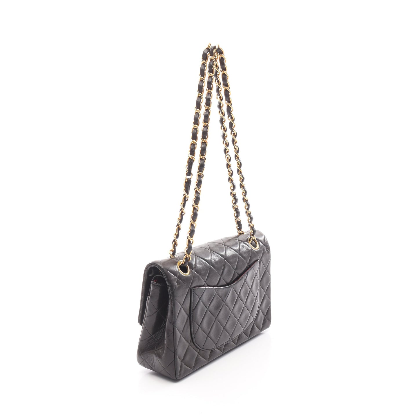 マトラッセ Wフラップ Wチェーンショルダーバッグ ラムスキン ブラック ゴールド金具 シャネル バッグ CHANEL