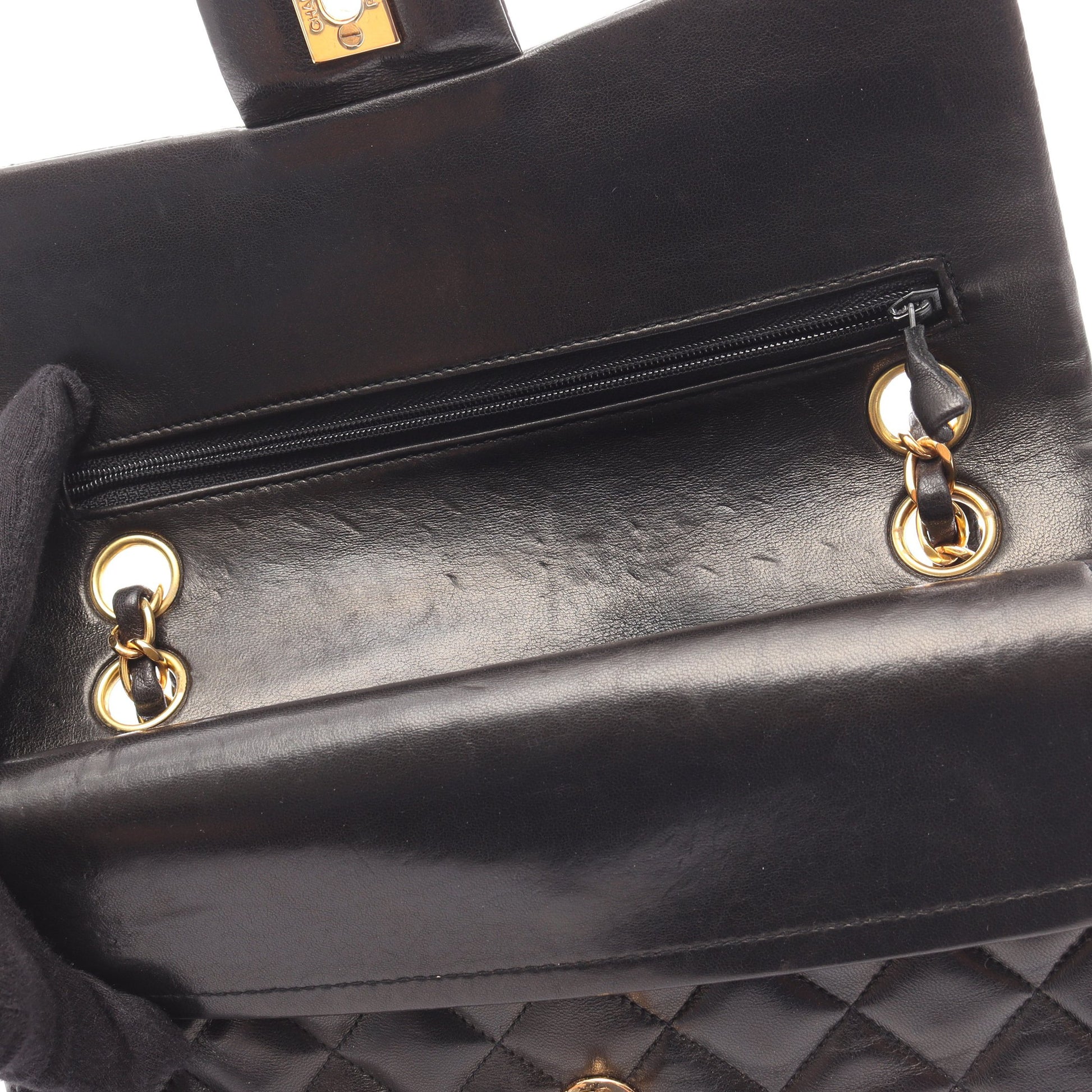 マトラッセ Wフラップ Wチェーンショルダーバッグ ラムスキン ブラック ゴールド金具 シャネル バッグ CHANEL