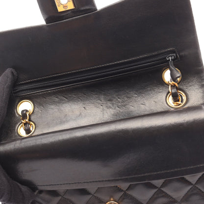 マトラッセ Wフラップ Wチェーンショルダーバッグ ラムスキン ブラック ゴールド金具 シャネル バッグ CHANEL