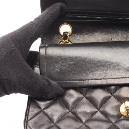 マトラッセ Wフラップ Wチェーンショルダーバッグ ラムスキン ブラック ゴールド金具 シャネル バッグ CHANEL