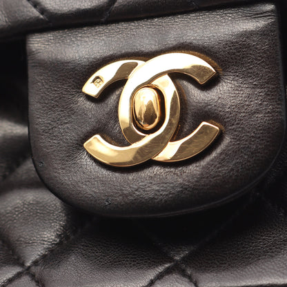 マトラッセ Wフラップ Wチェーンショルダーバッグ ラムスキン ブラック ゴールド金具 シャネル バッグ CHANEL