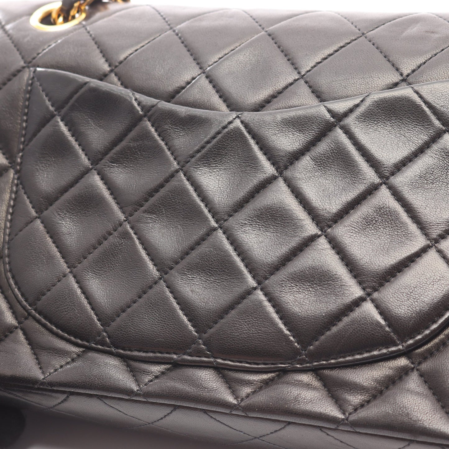 マトラッセ Wフラップ Wチェーンショルダーバッグ ラムスキン ブラック ゴールド金具 シャネル バッグ CHANEL