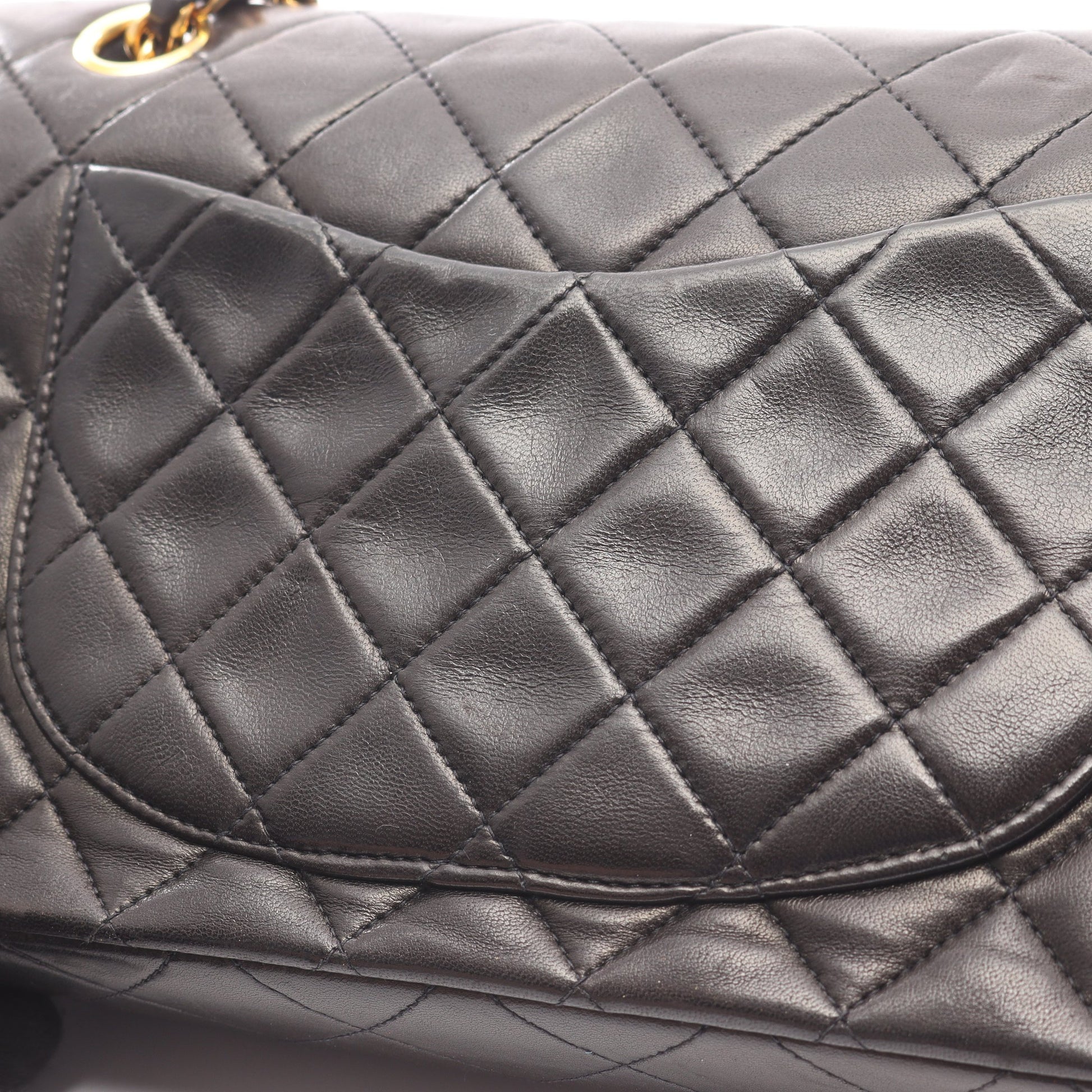 マトラッセ Wフラップ Wチェーンショルダーバッグ ラムスキン ブラック ゴールド金具 シャネル バッグ CHANEL