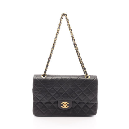 マトラッセ Wフラップ Wチェーンショルダーバッグ ラムスキン ブラック ゴールド金具 シャネル バッグ CHANEL