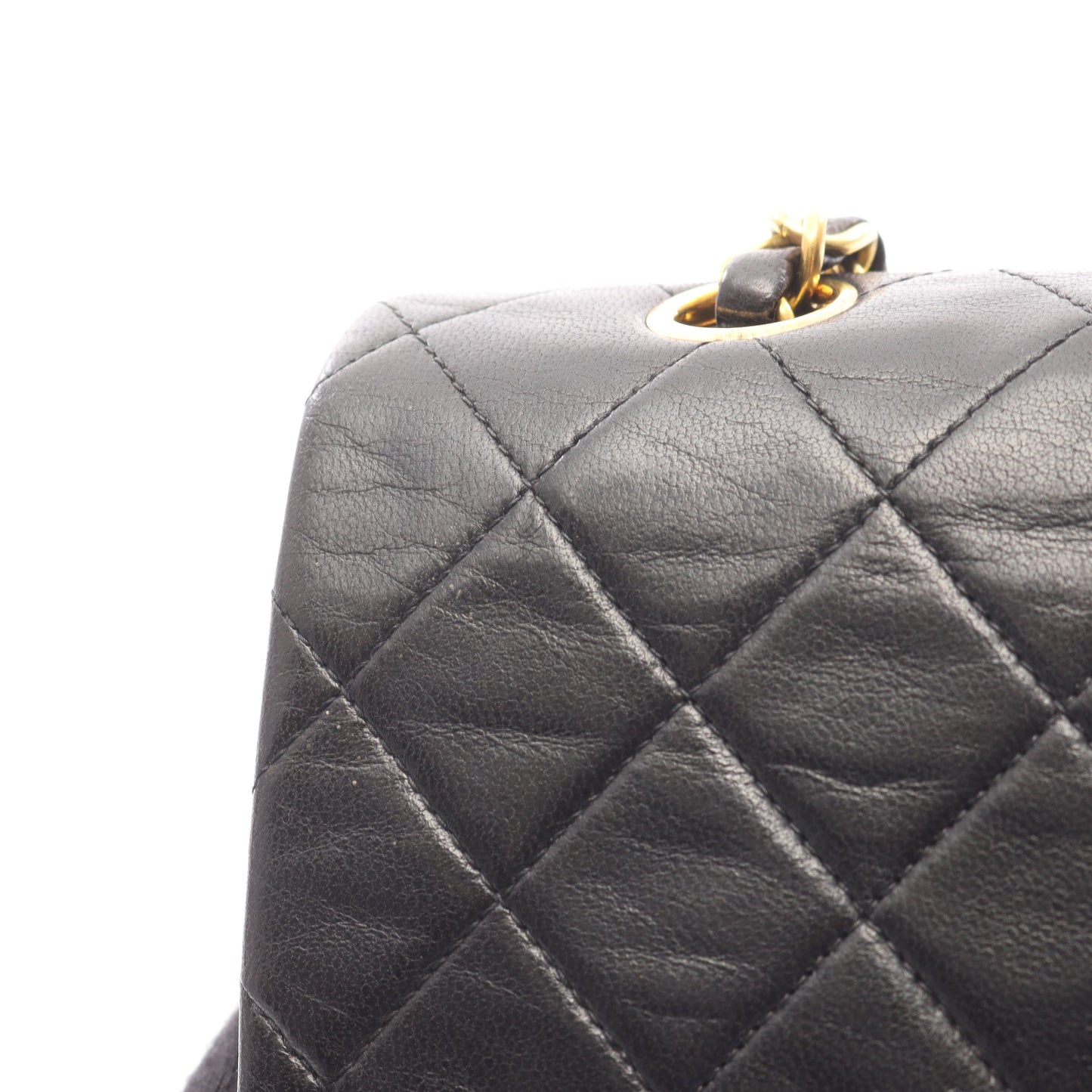 マトラッセ Wフラップ Wチェーンショルダーバッグ ラムスキン ブラック ゴールド金具 シャネル バッグ CHANEL