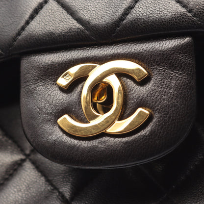マトラッセ Wフラップ Wチェーンショルダーバッグ ラムスキン ブラック ゴールド金具 シャネル バッグ CHANEL