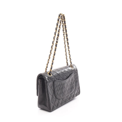 マトラッセ Wフラップ Wチェーンショルダーバッグ ラムスキン ブラック ゴールド金具 シャネル バッグ CHANEL