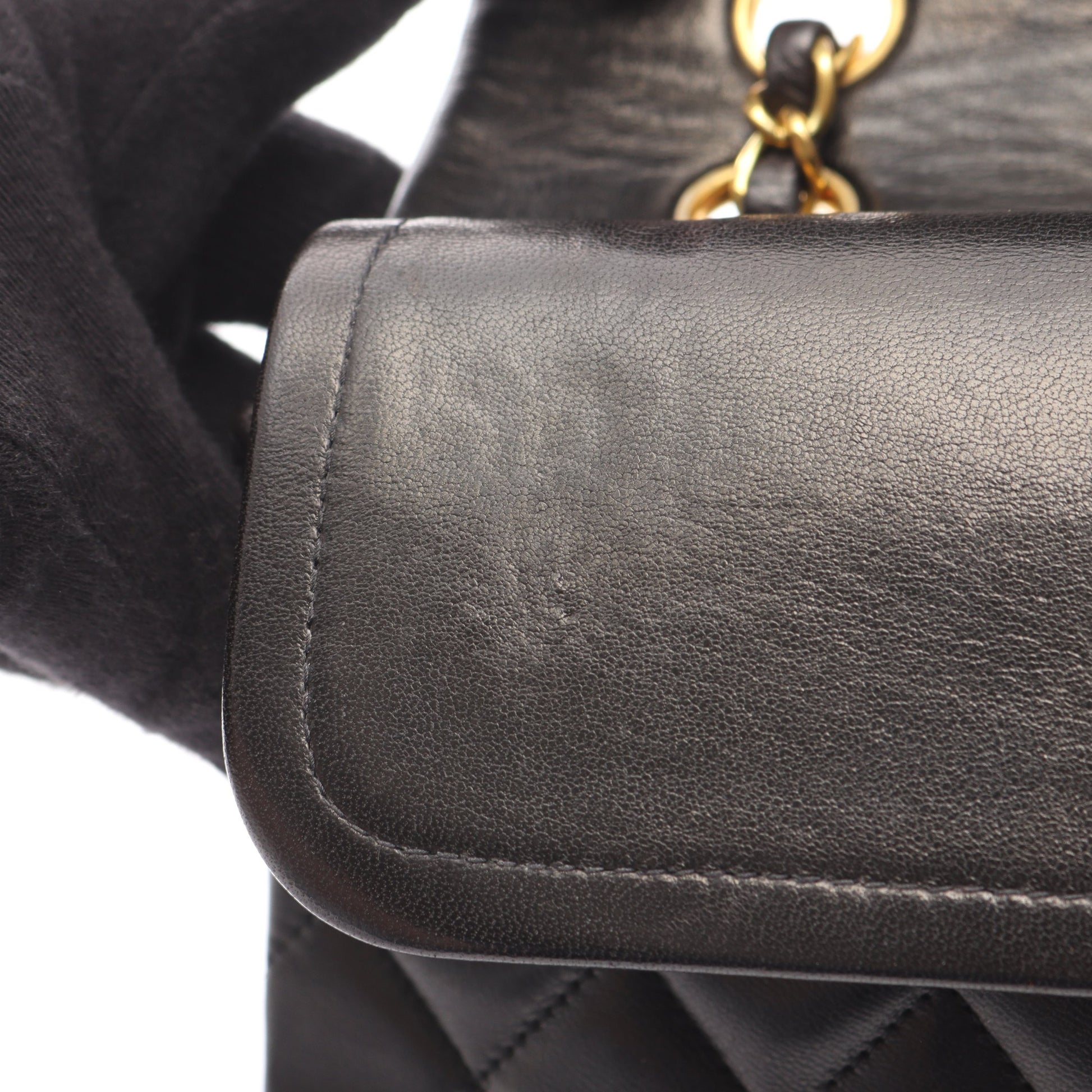 マトラッセ Wフラップ Wチェーンショルダーバッグ ラムスキン ブラック ゴールド金具 シャネル バッグ CHANEL