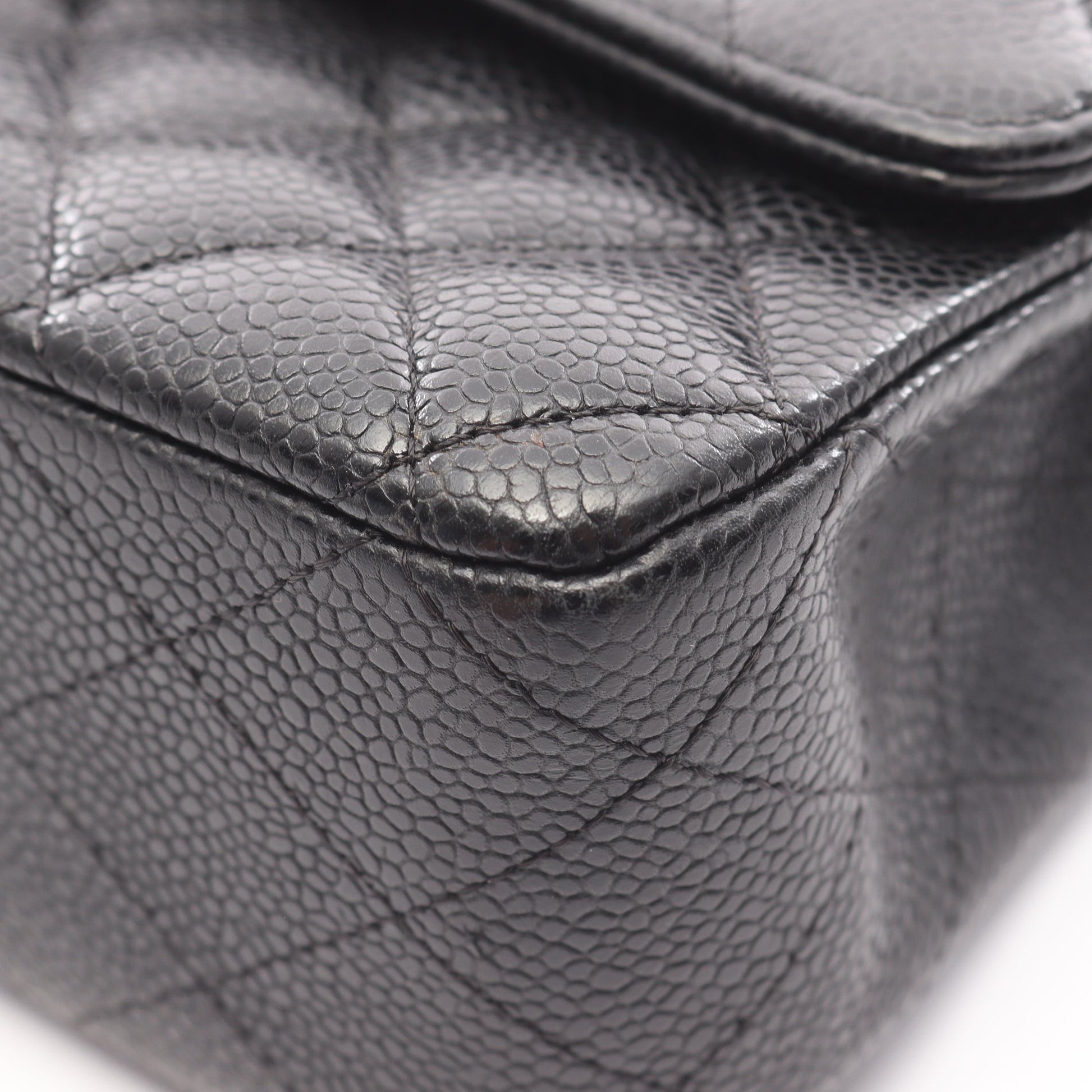 マトラッセ Wフラップ Wチェーンショルダーバッグ キャビアスキン ブラック ゴールド金具 シャネル バッグ CHANEL