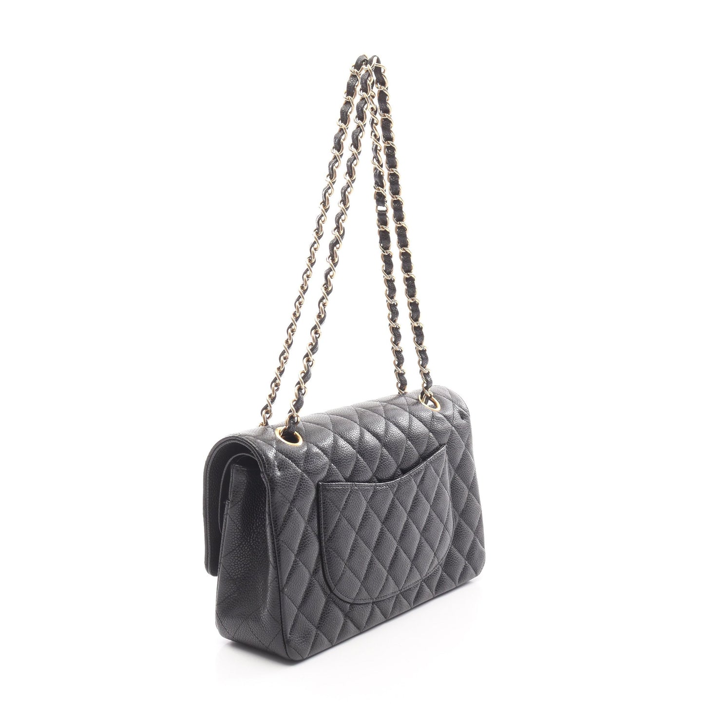 マトラッセ Wフラップ Wチェーンショルダーバッグ キャビアスキン ブラック ゴールド金具 シャネル バッグ CHANEL